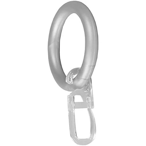 Bestlivings Gardinenringe (Ø28mm) mit Faltenlegehaken im 10er Pack, ideal für Gardinenstangen mit Ø16mm (Silber) Ringe mit Faltenhaken
