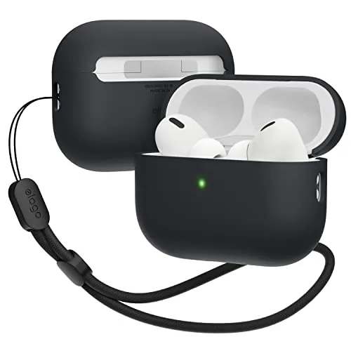 elago Liquid Hybrid Hülle Kompatibel mit Apple AirPods Pro 2. Generation Case mit Lanyard - Kompatibel mit AirPods Pro 2 Hülle, Dreischichtige Schutz, Staubbeständig, Stoßfest (Schwarz)