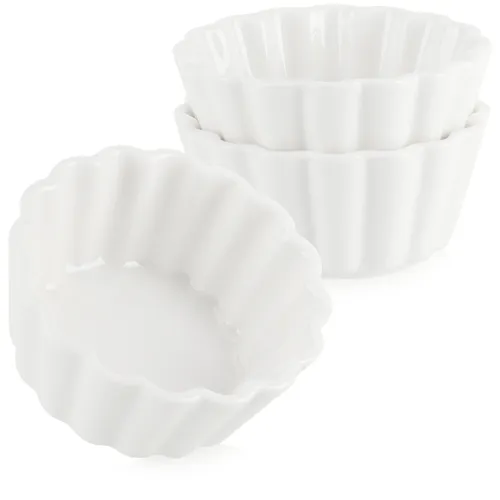 3-teiliges Servierset - kleine, weiße Servierschälchen - grob gerippt