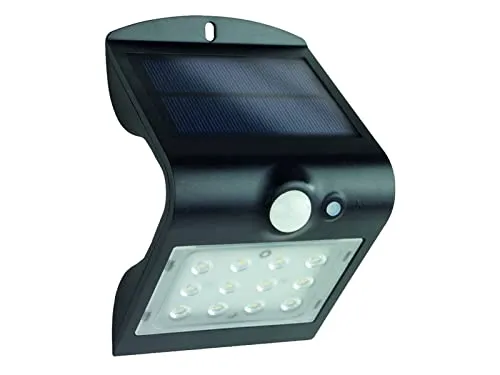 REV Außenlampe mit Bewegungsmelder – Solar-LED Strahler schwarz - Lampen für außen mit 1200mAh Li-Ion-Akku und IP65 Schutz. Bewegungsmelder mit 5m Reichweite und 220lm Lichtleistung – ideal für Sicherheit und Beleuchtung im Außenbereich.