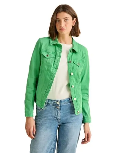 CECIL Damen B212606 Jeansjacke, iced neon Green, S - Funktionsjacke mit Brusttaschen und Hemdkragen, aus einem bequemen Baumwollmix mit Stretchanteil für optimalen Tragekomfort.