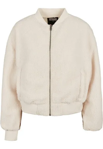 Urban Classics Damen Oversized Sherpa Bomber Jacket - Funktionsjacke aus 100% Polyester, perfekt für kühle Tage mit flauschigem Sherpa-Material und lässigem Oversized-Schnitt. Praktische Reißverschlusstaschen und stylischer amerikanischer Ausschnitt.