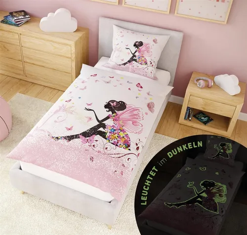Produktbild Glow in the Dark Kinderbettwäsche Astronaut 135x200