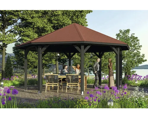 SKAN HOLZ Nice Pavillon 3 Leimholz Ø 557 cm anthrazit von SKAN HOLZ