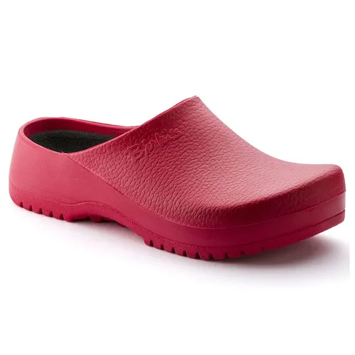 Birkenstock PU-Clog Super-Birki, Weite normal, rot - Hochwertiger Clog aus wasserabweisendem Polyurethan, ideal für Küche und Garten. Rutschhemmende Sohle und anatomisches Fußbett sorgen für hohen Tragekomfort. Leicht zu reinigen und bis 60°C waschbar.