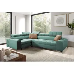 Kaiser Möbel Elegantes Ecksofa mit modischer Steppung mit Schlaffunktion,USB GRECO II Avra Mintz Links
