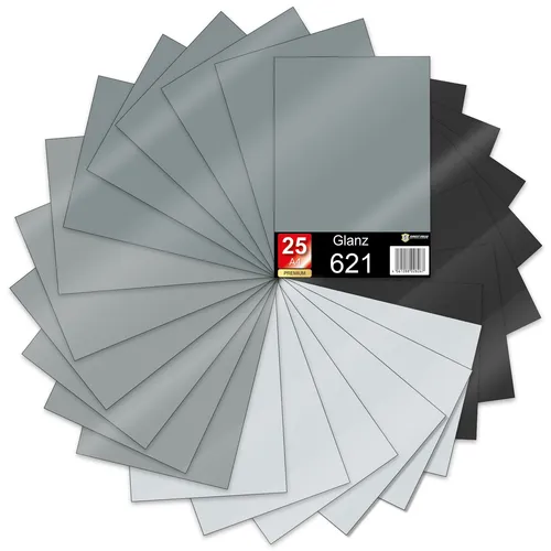 25er Set DIN A4 Bögen Grau 30x21cm ORACAL 621 Glanz Folie Auto Plotter