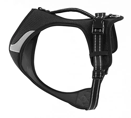 Petastic Hundegeschirr mit Halsverschluss reflektierend Schnalle im Halsbereich aus Mesh XS schwarz