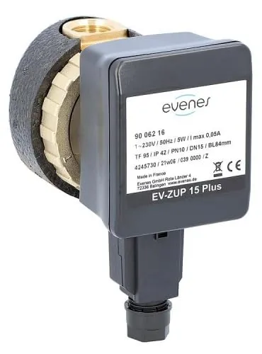 Zirkulationspumpe EV-ZUP 15 Plus 84mm - Wasserpumpen für Trinkwasser-Zirkulationsleitungen in Ein- und Zweifamilienhäusern. Mit einfacher Steckverbindung und inkl. Wärmedämmschale für effiziente Nutzung.