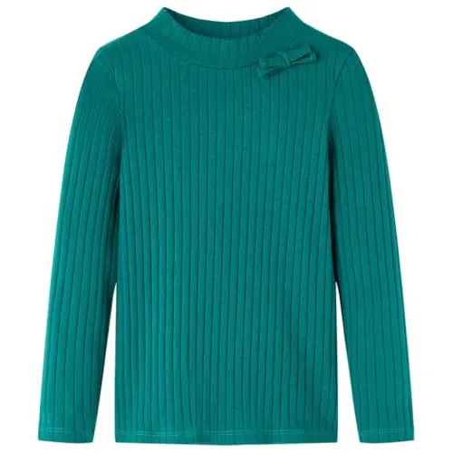Kinder Langarmshirt Rippstrick Langarm T-Shirt Jungen Kindershirt Dunkelgrün 128