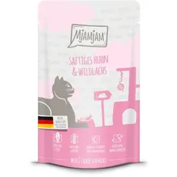 Mjamjam Nassfutter Quetschie Saftiges Huhn und Wildlachs 125 g