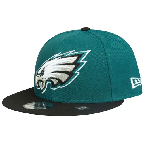 New Era 9Fifty Snapback Cap - XL LOGO Philadelphia Eagles - Stylische Snapback Cap für Herren mit großem Philadelphia Eagles Logo. Perfekt für Freizeitaktivitäten im Sommer. Hergestellt aus strapazierfähigem Polyester für langanhaltenden Tragekomfort.