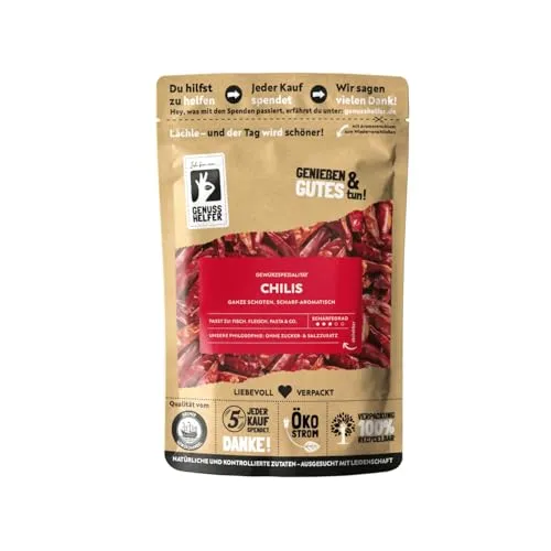 Bremer Gewürzhandel Chilis, ganz, Tianjin Chilis leicht bis mittelscharf, ideal zum Kochen oder Einlegen, 10 x 50g