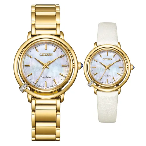 Citizen Watch EM1092-64D - Elegante Damenarmbanduhr - Armbanduhren für Damen, mit edlem Edelstahl-Gehäuse in Gold und kratzfestem Saphirglas für zeitlose Eleganz.