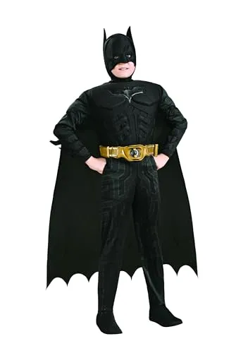 Rubie's Deluxe Muscle Chest Batman Kostüm für Kinder - Kostüm mit Maske und Cape, ideal für kleine Superhelden (Größe 92/104, 3-4 Jahre), aus 100% Polyester für besten Tragekomfort.