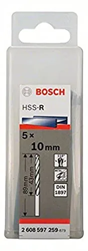 Bosch HSS Metall-Spiralbohrer 10mm - Metallbohrer mit kurzer Gesamtlänge von 89mm, ideal für beengte Stellen. Selbstzentrierende Bohrspitze für präzises Arbeiten ohne Ankörnen.