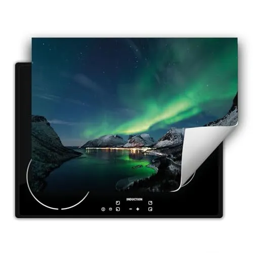 DarHaus Herdabdeckplatte 80x52 cm Polarlicht – Aufrollbare Ceranfeldmatte