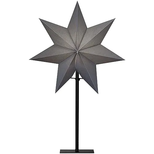EGLO Tischlampe mit Weihnachtsstern - 3D Leuchtstern in Grau - Tischlampe mit beleuchtetem Weihnachtsstern aus Papier, ideal für stimmungsvolle Winterabende. Einfach aufzubauen, sorgt für festliche Atmosphäre und ist auch von außen sichtbar.