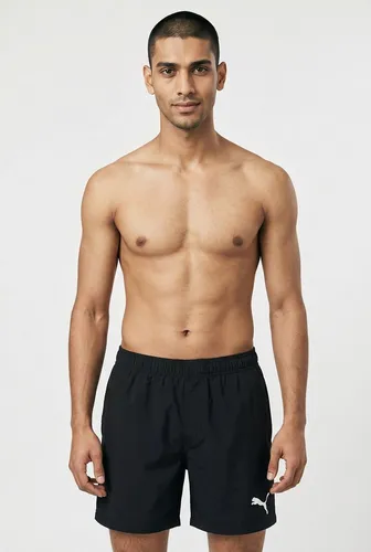 Puma Mid Length Swim Shorts Schwarz Herren - Herren-Bademode, leichte und schnell trocknende Polyester-Shorts mit elastischem Bund und verstellbarem Kordelzug für optimalen Tragekomfort – ideal für Strand und Pool.