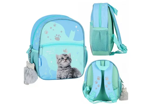Kätzchen Blauer Mädchen Rucksack - Schulrucksäcke für Mädchen, gepolstert und ideal für Kindergarten. Robustes Material, verstellbare Träger und viel Stauraum für Bücher und Spielzeug.
