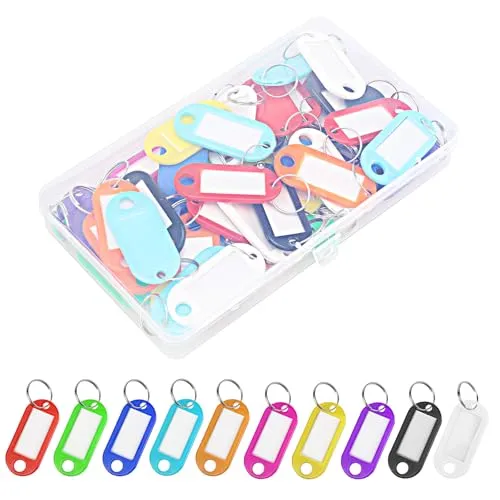 Stück Schlüsselschilder – Schlüsselanhänger – Schlüsselmarkierung – Beschriftbare Schlüsselanhänger – Geeignet für Haustiere, Gepäck 50