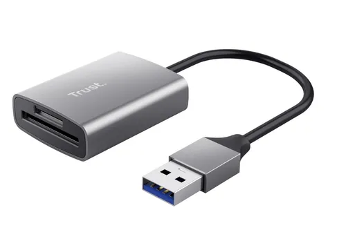 Trust Dalyx Schnelles USB-Kartenlesegerät aus Aluminium - Silber