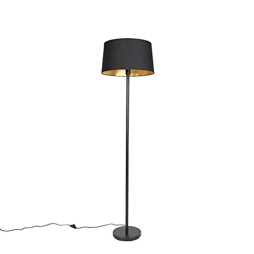Qazqa Moderne Stehleuchte Simplo – Elegante Stehlampe in Schwarz mit E27 Fassung - Stilvolle Stehleuchte für jedes Wohnzimmer oder Schlafzimmer. Dimmbar (Dimmer nicht enthalten) und perfekt für Innenräume. Max. 60 Watt, IP20 Schutz.