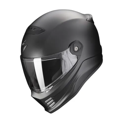 Scorpion Covert Fx Solid Matt Black M - Leichter Motorradhelm mit herausragendem Schutz - Motorradhelm mit Ultra TCT Helmschale für maximale Energieabsorption bei Aufprall. Inklusive stark getöntem und klarem Visier. Ideal für Sicherheit und Komfort auf der Straße.