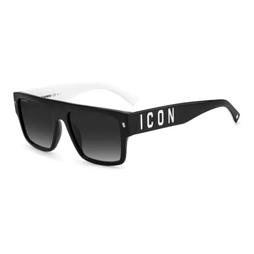 Dsquared Icon 0003/s 80S/9O BLACK WHITE Sunglasses Men's Acetate, Standard, 56