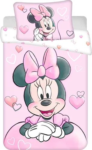 Disney Minnie Bettwäsche Powder Pink 100×135 cm - Bettwäsche für Kinder aus 100% Baumwolle, weich und hypoallergen, ideal für süße Träume und ein zauberhaftes Kinderzimmer.