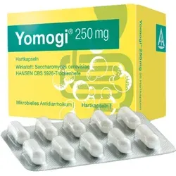 Yomogi 250 mg Hartkapseln - Probiotikum gegen Durchfall - Arzneimittel zur schnellen Linderung von akutem Durchfall und zur Vorbeugung, ideal für Reisen. Gelatinefreie Kapseln, keine Kühlung nötig, gut verträglich und in Apotheken erhältlich.