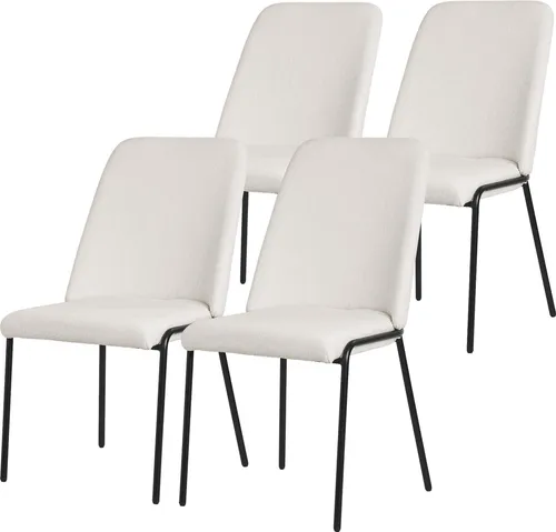 ML-Design Esszimmerstühle 4er Set Beige Küchenstühle aus Polyester mit Metallbeinen Wohnzimmerstühl mit Rückenlehne Polsterstühle für Esszimmer Küche