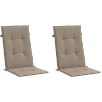 vidaXL Gartenstuhlauflagen für Hochlehner 2Stk. Taupe - Hochwertige Auflagen für Gartenmöbel, wasserabweisend und UV-beständig für optimalen Sitzkomfort und einfache Reinigung. Ideal für drinnen und draußen, mit rutschfestem Design für sicheren Halt.
