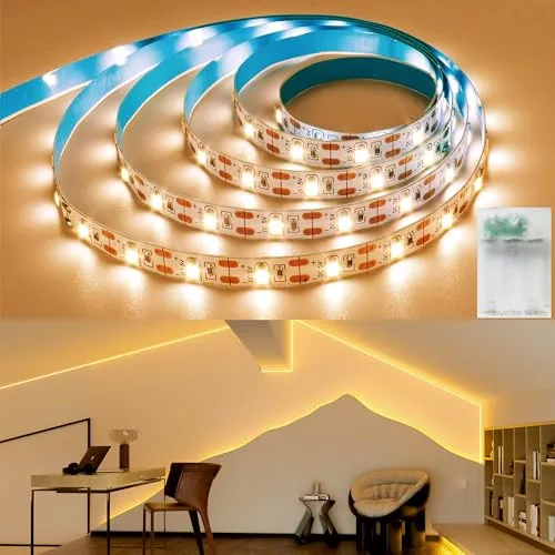 LakiHomi LED Streifen Batterie, 3M 90LED Warmweiß LED Strip Batteriebetrieben mit Timer Weihnachtsdekoration Schrankbeleuchtung Schlafzimmer zu Hause,Schränke,Party Deko