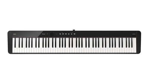 Casio Privia PX-S5000 PX-S5000 Tragbares Digitalpiano mit 88 Hybrid-Tasten, 23 Tönen, Touch-Sensor-Steuerung, Sustain-Pedal, Bluetooth, USB, AC-Adapter, 16-W-Lautsprecher, glänzendes schwarzes Finish