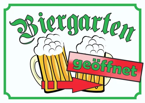 HB-Druck Aufkleber Biergarten rechts geöffnet Aufkleber, wetterfest, UV-beständig, kratzfest