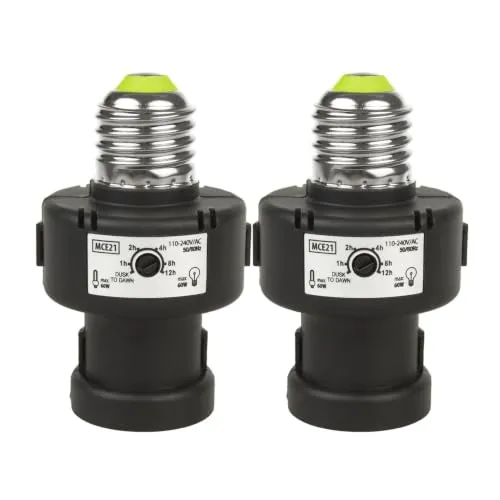 Maclean-Leuchte, E27-Gewinde, Dämmerungssenso (2) | Timer, 110–240 V, 1–12 Stunden Betriebsdauer, Empfindlichkeit 5–15 lx, IP20, Glühbirne nicht im Lieferumfang enthalten