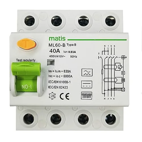 Matis FI Fehlstrom Schutzschalter Typ B 4 Pol 40A 30mA
