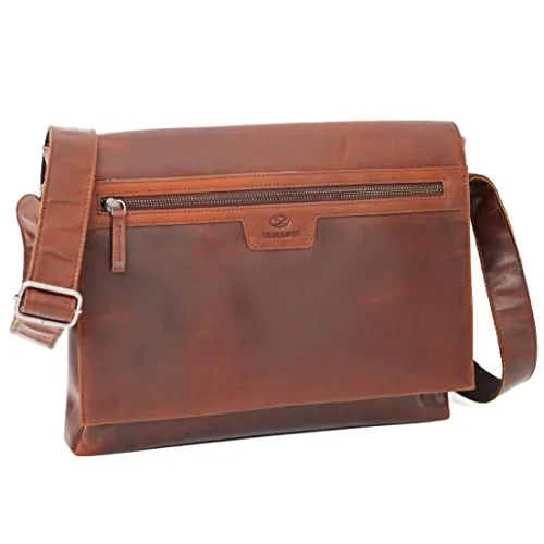 ALMADIH Umhängetasche MIO - elegante Ledertasche mit Laptopfach - Umhängetaschen mit gepolstertem Laptopfach, aus robustem Vintage-Rindsleder, ideal für stilvolle Organisation im Berufsalltag.
