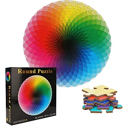 TINYOUTH 1000 Teile Rund Puzzles für Erwachsene, Regenbogen Puzzle, 67.5cm/26.57in 2mm Familienpuzzle Verringerter Druck Schwieriges Unmögliche Puzzle für Erwachsene 14+