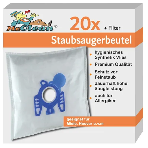 Mr.Clean Staubsaugerbeutel geeignet für Miele SBAG 1 Type HS12 20
