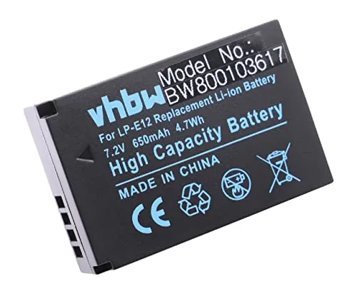vhbw 1x Akku kompatibel mit Canon EOS M10, M, M50, M200, 100D, Kiss X7, M50 Mark II, M2, 100, M100 Kamera (650 mAh, 7,2 V, Li-Ion)
