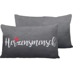 Herzensmensch Kuschelkissen in grau von CEPEWA