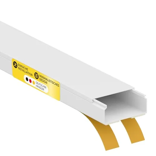 Kabelkanal aus hochwertigem PVC weiß Selbstklebend 2m - 1 Stück - 40x16mm