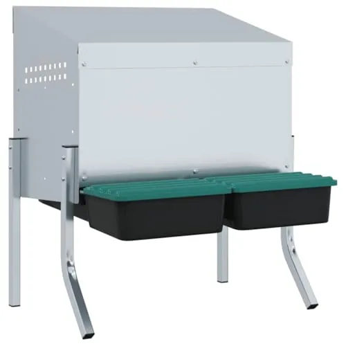 vidaXL Hühner-Nistkasten 2 Fächer mit Beinen aus verzinktem Stahl - Geflügelställe & Geflügelkäfige – Robuster Nistkasten mit optimaler Luftzirkulation und bequemem Eiersammel-Design für eine stressfreie Hühnerhaltung.