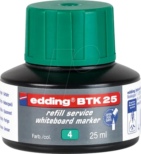 EDDING BTK25004 - Nachfülltinte, Whiteboardmarker, BTK 25, grün