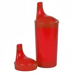 Trinkbecher mit 2 Deckeln rot – Ideal für unterwegs - Arzneimittel: Praktischer Trinkbecher mit zwei Deckeln für optimalen Komfort und Hygiene, perfekt für unterwegs und im Alltag.