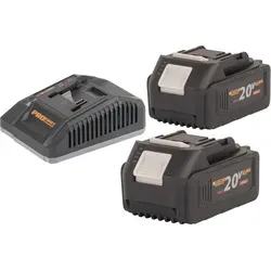 Procraft Starter Pack C20/4 mit Ladegerät und 2 Akkus - Praktisches Starter Pack mit 20 V Ladegerät und zwei 4,0 Ah Akkus für leistungsstarke Anwendungen. Ideal für den vielseitigen Einsatz in Heim und Garten.