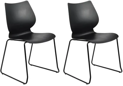CLP 2er Set Stuhl Houma schwarz - 2er Set Houma Besucher- & Konferenzstühle, elegant und stapelbar, ideal für moderne Büros und Wartebereiche.