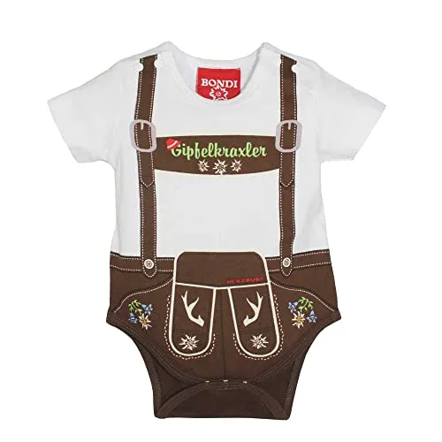 Baby-Body 'Hosenträger' aus Baumwolle Gr. 68 I Schöner Jungen-Body in Braun I Body für Babys mit Hosenträger-Print I Baby Bodysuit aus Single-Jersey I Wunderschöne & bequeme Kinderbekleidung